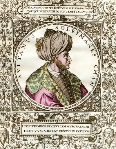 Portret Solimana Wspaniałego (1494 - 1566) sułtana osmańskiego. Rycina z XVI wieku. Prywatna kolekcja. autorstwa Unknown artist