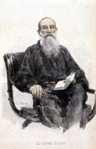 Portret Tołstoja, rycina 1888. autorstwa Unknown artist