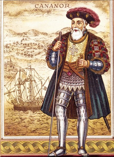 Portret Vasco de Gamy. Chromolitografia. autorstwa Unknown artist