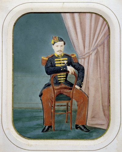 Portret żołnierza. Anonimowe kolorowe zdjęcie, ok. 1880 r. autorstwa Unknown artist