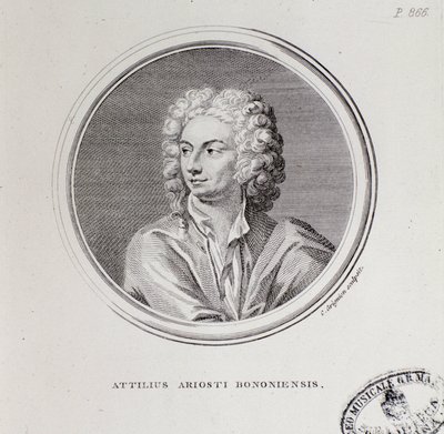 Portret włoskiego kompozytora Attilius Ariosto (Grawerowanie autorstwa Unknown artist