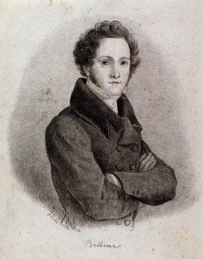 Portret włoskiego kompozytora Vincenzo Belliniego (rycina. XIX w.) autorstwa Unknown artist