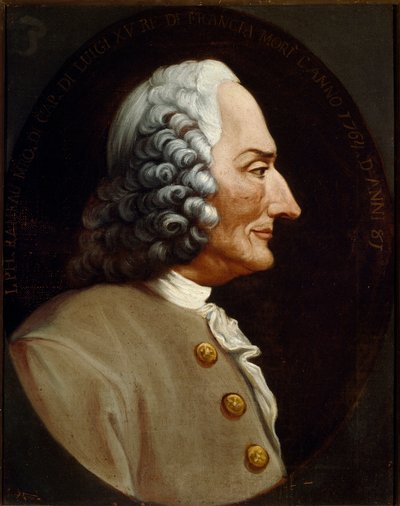 Portret francuskiego kompozytora Jean Philippe (Jean-Philippe) Rameau (1683-1764) Anonimowe malarstwo z XVIII wieku. Bologna Civico Museo Bibliografico Musical autorstwa Unknown artist