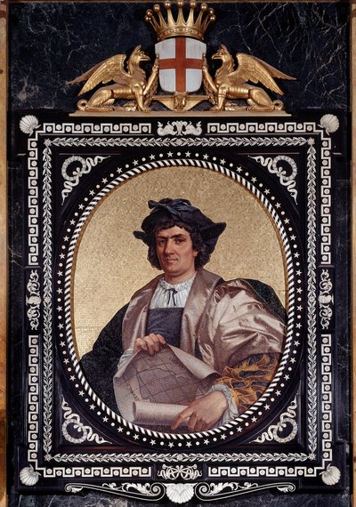 Portret włoskiego nawigatora Krzysztofa Kolumba (Christopher Columbus, Cristoforo Colombo, Cristobal Colon) (1451-1506) Mosaique autorstwa Unknown artist