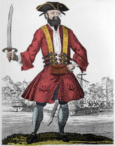 Portret pirata Edwarda Teacha z Barbenoire (Czarnobrody lub Czarnobrody) autorstwa Unknown artist