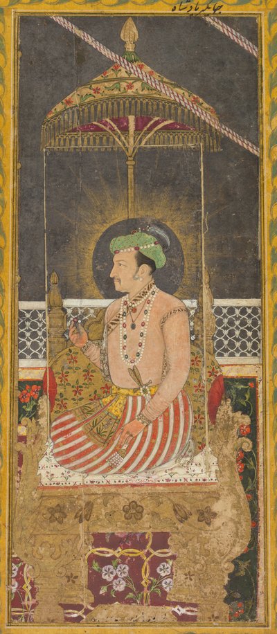 Portret pośmiertny cesarza Jahangira pod baldachimem (recto) autorstwa Unknown artist