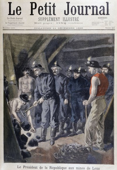 Prezydent Republiki Jean Casimir-Perrier (Casimir Perrier, Casimir Perrier, Casimir Perrier) otoczony przez górników w kopalniach Lens, „Le petit journal”” 11 grudnia autorstwa Unknown artist