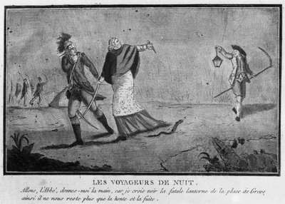 Przywileje: Nocni podróżnicy, opat i szlachcic uciekający nocą - 1790, Musee Carnavalet. autorstwa Unknown artist