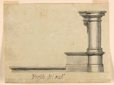 Projekt: Widok boczny stołka modlitewnego, -2586 autorstwa Unknown artist