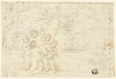 Putti niosący młodego Bachusa autorstwa Unknown artist