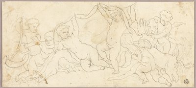 Putti w zabawie z jeleniem i psem autorstwa Unknown artist