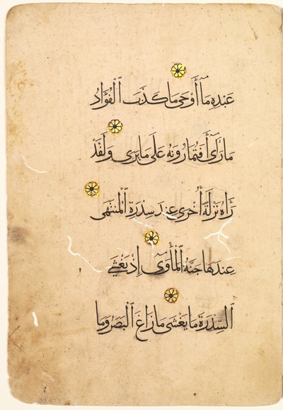 Folio rękopisu Koranu (recto) [Prawa strona Bifolio] autorstwa Unknown artist