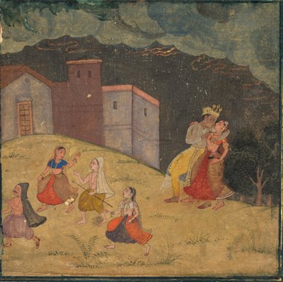Radha i Kryszna złapani w burzę autorstwa Unknown artist