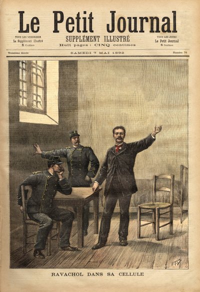 Ravachol (1859-1892 lub Francois Claudius Koenigsberg) w swojej celi, po przesłuchaniu na posiedzeniu 26 kwietnia autorstwa Unknown artist
