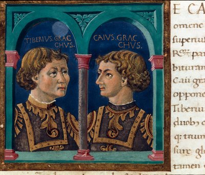 Reprezentacja Tyberiusza Semproniusza Grakchusa (162-133 p.n.e.) i jego brata Kajusza Semproniusza Grakchusa (154-122 pne BC) (Tibano) i Caiu autorstwa Unknown artist