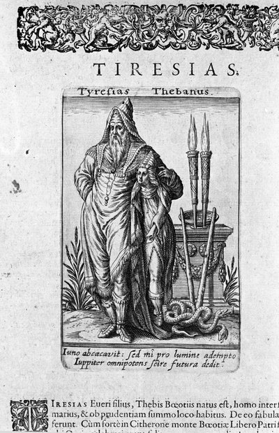 Przedstawienie dewina greckiego z Teb Tiresias”” Tabliczka z „De Divinatione Magicis Prestigiis”” J. J. Boissarda XVII w. autorstwa Unknown artist