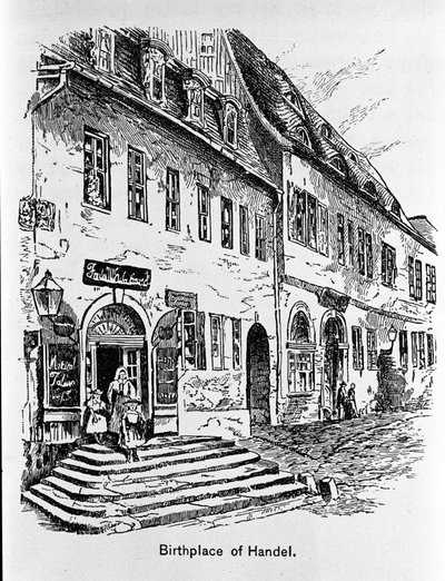 Reprezentacja domu, w którym urodził się George Frideric Handel (George Frideric Handel autorstwa Unknown artist