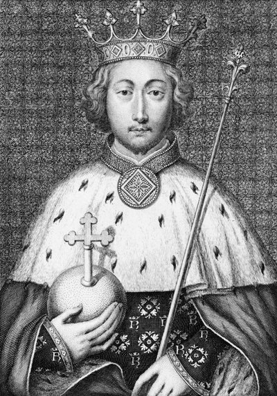 Ryszarda II. (1367 do 1400) Król Anglii. Grawerowanie XVIII wieku autorstwa Unknown artist