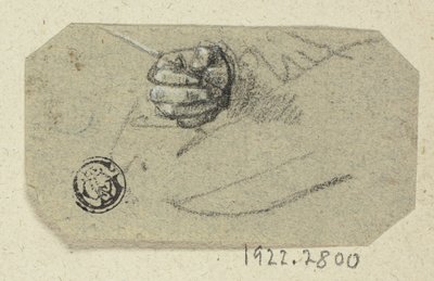 Prawa ręka trzymająca narzędzie do rysowania autorstwa Unknown artist