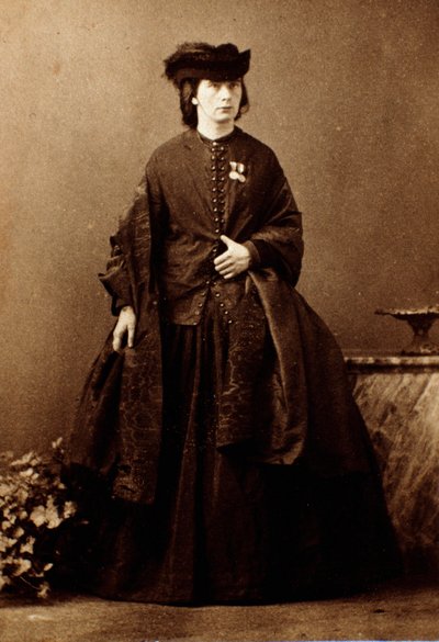 Risorgimento: „”Portret angielskiej pisarki Jessie White Mario (1832-1906), pielęgniarki podczas kampanii Giuseppe Garibaldiego, żony włoskiego patrioty Alberto Mario”” Fotografia. Prywatna kolekcja autorstwa Unknown artist