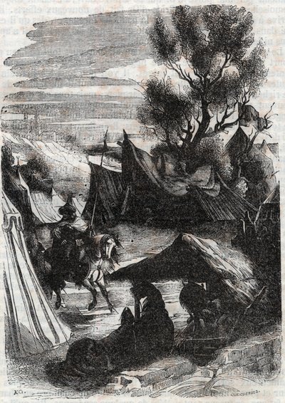 Roland w obozie Saracenów - rycina z 1851 r. z „Wściekły Rolanda” autorstwa Unknown artist