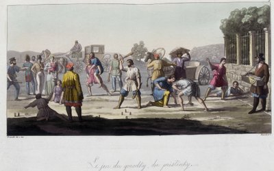 Rosyjskie gry Gorodky i Pristinsky i inne rozrywki, Rosja. W „”Stary i nowoczesny kostium””” 1819-1820 autorstwa Ferrario. autorstwa Unknown artist