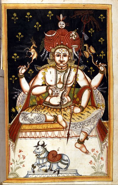 Rutrim, hinduskie bóstwo Strona z rękopisu (ms.8300) „”Historia Mogol”” (Moghul lub Moghol) autorstwa Stefano Nivibus Cardeira. 18 wiek. Bibloteca marciana, Wenecja autorstwa Unknown artist