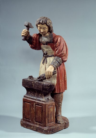 Święty Krepin patron szewców. Anonimowa rzeźba z polichromowanego drewna autorstwa Unknown artist
