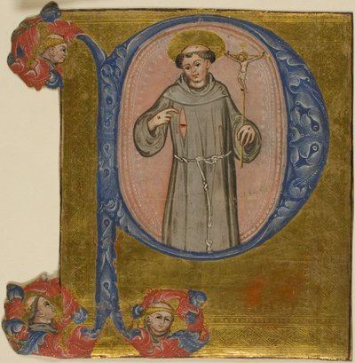 Święty Franciszek w historycznym inicjale "P" autorstwa Unknown artist