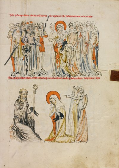 Święta Jadwiga cudownie otrzymuje buty; opat Gunther z Leubus wręcza buty świętej Jadwidze autorstwa Unknown artist