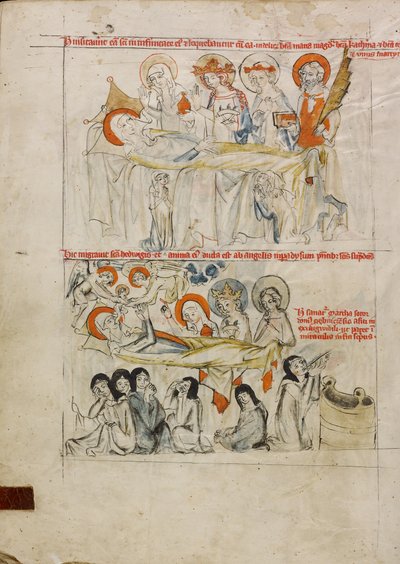 Święta Jadwiga na łożu boleści w otoczeniu świętych; Śmierć świętej Jadwigi i jej dusza przyjęta do raju autorstwa Unknown artist
