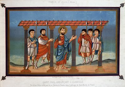 Św. Paweł głoszący Ewangelię - z Biblii napisanej dla króla Karola Łysego w opactwie św. Marcina z Tours, IX w. autorstwa Unknown artist