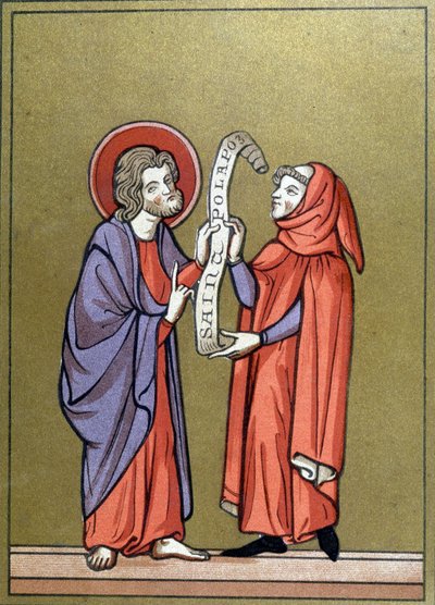 Św. Paweł odbierający swoją misję od Chrystusa - dokument z XIII wieku autorstwa Unknown artist