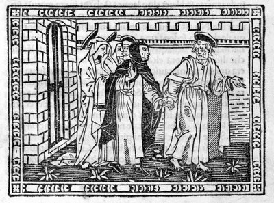 Święty Piotr prowadzony przez rękę Savonarola (Jerome Savonarola) (1452 - 1498) - w „”Kompendium Objawień””, inkunabule z 23.04.1496. autorstwa Unknown artist