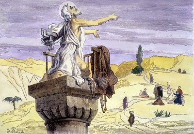 Św. Symeon stylita głoszący na kolumnie kazanie. autorstwa Unknown artist