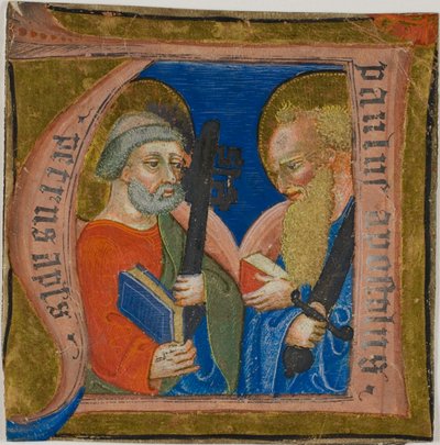 Święci Piotr i Paweł w historycznym inicjale "N" ze śpiewnika autorstwa Unknown artist