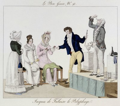 Saltimbanque: Jacques de Falaise polifag (połyka wszystko, żywe zwierzęta...) - w „”Le bon gatunek””, deb. 19 wiek autorstwa Unknown artist