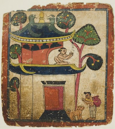 Scena z historii Buddy Usznisza, z zestawu kart inicjacyjnych (Tsakali) autorstwa Unknown artist
