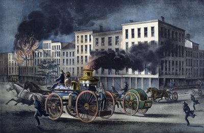Scena codziennego życia amerykańskich strażaków autorstwa Unknown artist