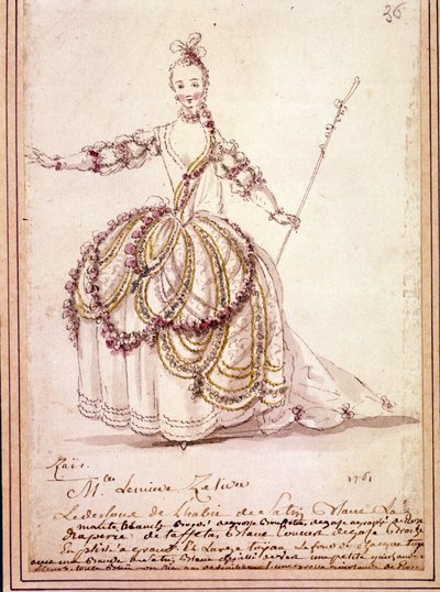 Scenografia: rysunek kostiumowy do pasterskiego „Zais” Jeana Philippe (Jean-Philippe) Rameau (1683-1764) 1761. Akwarela. autorstwa Unknown artist