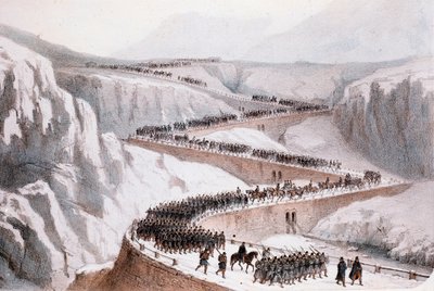 Druga włoska wojna o niepodległość: przejście Moncenisio przez armię francuską w dniu 29 kwietnia 1859 (druk) autorstwa Unknown artist