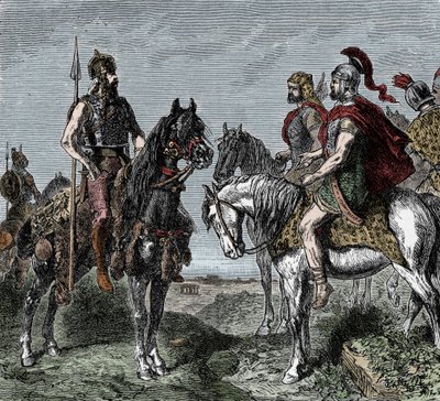 Druga wojna punicka: Galowie odmawiają powstania na korzyść Hannibala - Druga wojna punicka (218-202 p.n.e.): Galowie odmawiają współpracy z Hannibalem Barcą (247-181 p.n.e.) autorstwa Unknown artist