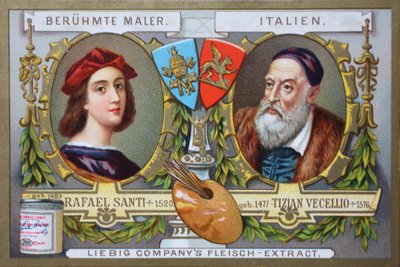 Seria obrazów znanych malarzy, Rafaela Santi i Tiziano Vecellio, Włochy autorstwa Unknown artist