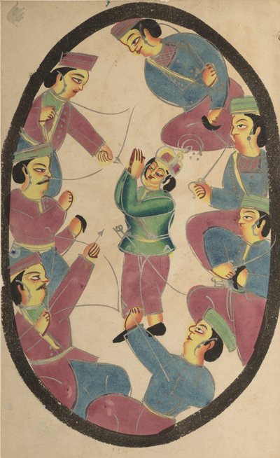 Siedmiu bohaterów lub wojowników zabiło Abhimanyu, syna Arjuna autorstwa Unknown artist