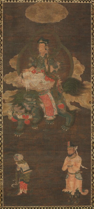 Triada Siakjamuniego: Budda z udziałem Mandziuśriego i Samantabhadry (Bodhisattwy z lwem) autorstwa Unknown artist