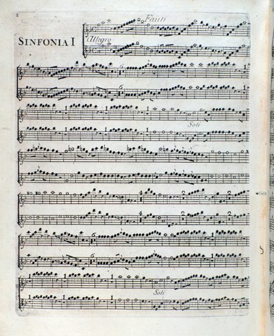 Nuty na flet w I symfonii Sei sinfonie a piu strumenti op. 5 autorstwa Francois Josepha Gosseca autorstwa Unknown artist