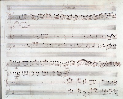Strona z nutami do Koronacji Dariusza Giuseppe Aldrovandiniego (1703) autorstwa Unknown artist