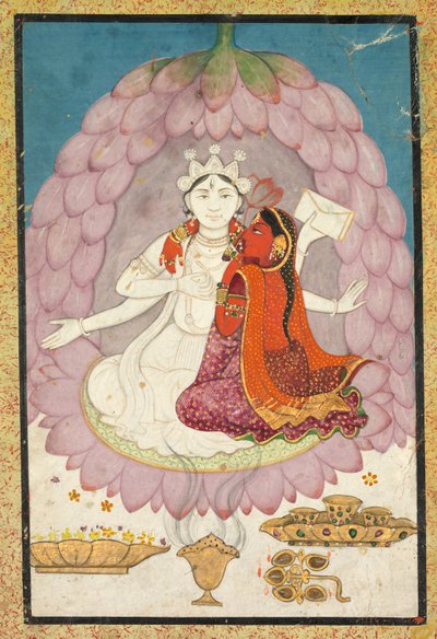 Shiva z Sati siedzącą w kwiecie lotosu autorstwa Unknown artist