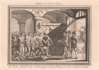 Sir Walter Raleigh estabelece em Liberty Five Indian Kings, que estavam todos ligados entre si polonês autorstwa Unknown artist