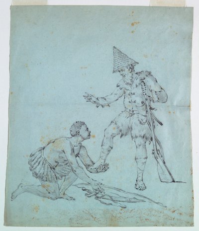 Szkic do nadruku na bawełnie: Robinson Crusoe autorstwa Unknown artist